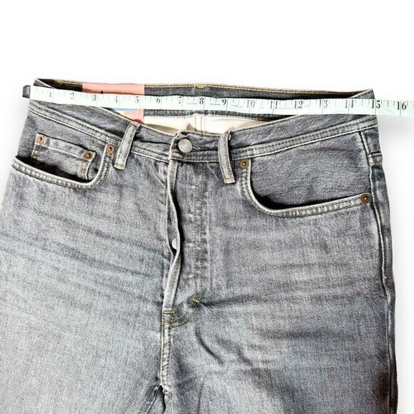 Acne Studios Blå Konst Gray Denim Straight Leg Button Fly Cropped Jeans Size 26 - Picture 9 of 14